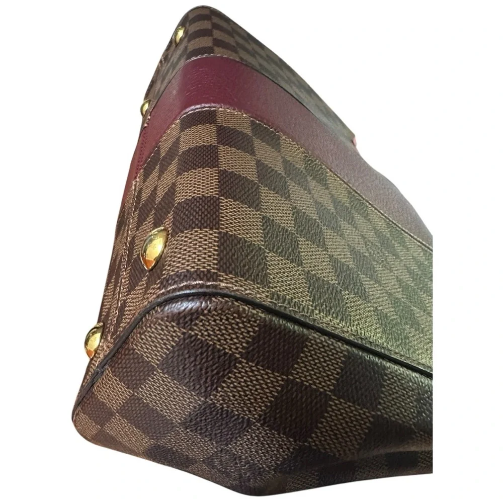 Damier Ebene Bond Street Burgundy Stripe Satchel Handbag Crossbody Strap